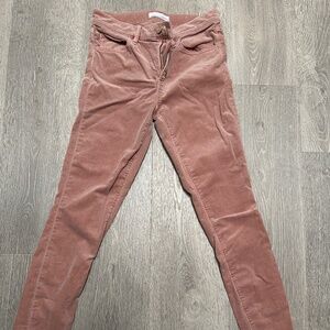 Loft modern skinny 2/26 pale pink shimmer corduroy pants w-rough hem